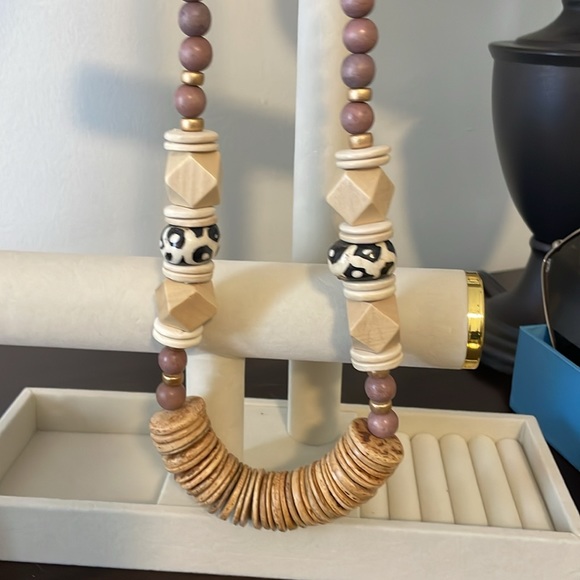 Carolina Strung “The Amy” Wooden Beaded Statement Necklace - Picture 8 of 9
